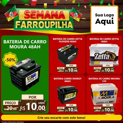 Modelo de Rede Social para Feed Facebook com o tema Semana Farroupilha para Baterias Elétricas
