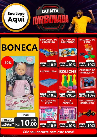 Modelo de Encarte para Encarte A4 Vertical com o tema Quinta Turbinada para Brinquedos