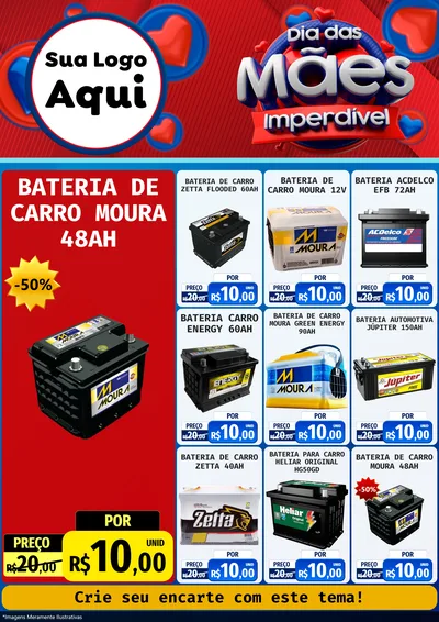 Modelo de Encarte para Encarte A4 Vertical com o tema Dia Das Mães Imperdível para Baterias Elétricas