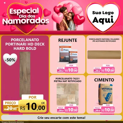 Modelo de Rede Social para Feed Facebook com o tema Especial Dia dos Namorados para Pisos e revestimentos