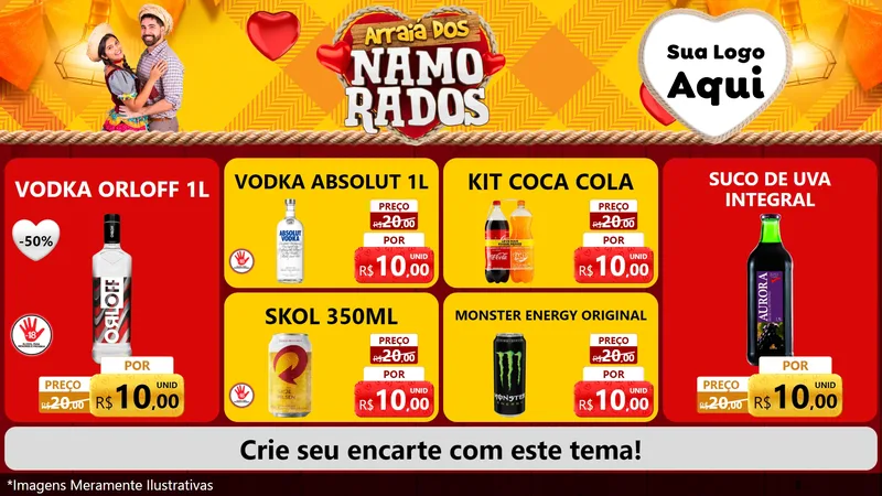 Modelo de TV para TV Horizontal com o tema Arraiá dos Namorados para Distribuidora de bebidas