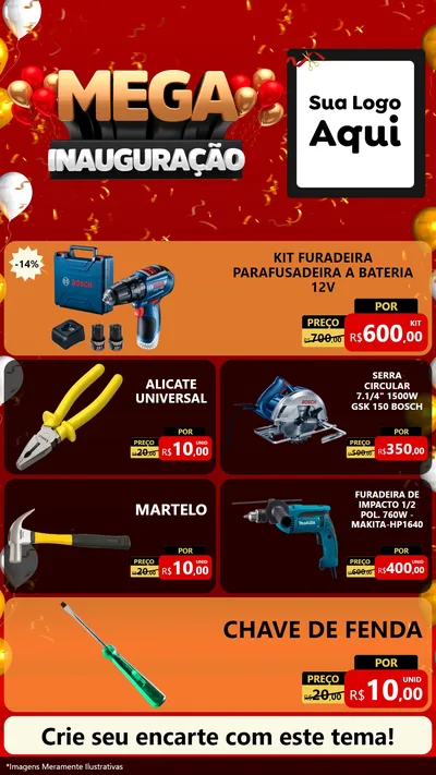 Modelo de TV para TV Vertical com o tema Mega Inauguração para Maquinas e Ferramentas