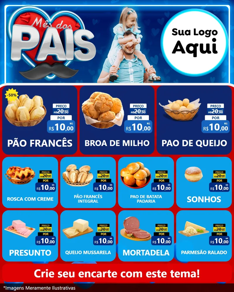 Modelo de Rede Social para Feed Instagram com o tema Mês Dos Pais para Padaria