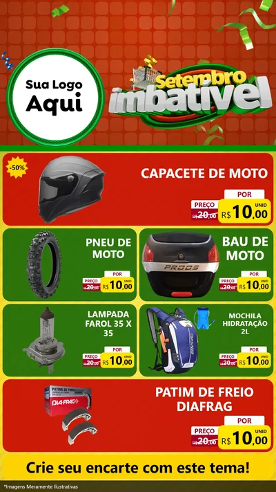 Modelo de TV para TV Vertical com o tema Setembro Imbatível para Moto peças