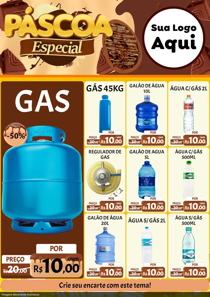 Modelo de Encarte para Encarte A4 Vertical com o tema Páscoa Especial para Água e gás