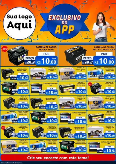 Modelo de Encarte para Encarte A4 Vertical com o tema Exclusivo do Aplicativo para Baterias Elétricas