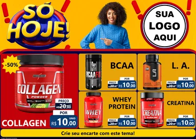 Modelo de Encarte para Encarte A4 Horizontal com o tema Só Hoje! para Suplementos alimentares