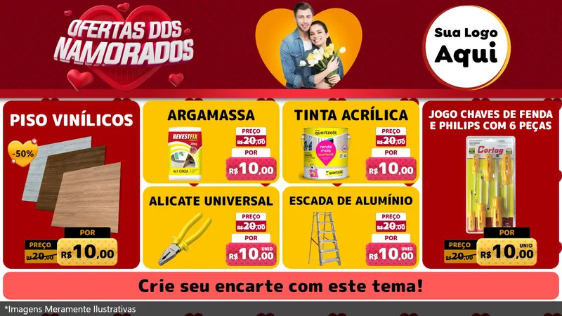 Modelo de TV para TV Horizontal com o tema Ofertas Dos Namorados para Material para Construção