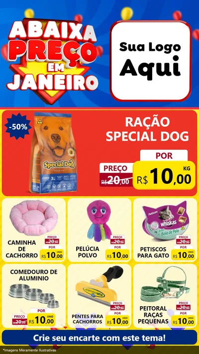 Modelo de Rede Social para Stories com o tema Abaixa Preço em Janeiro para Pet Shop