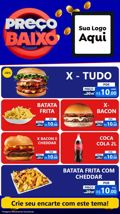 Modelo de TV para TV Vertical com o tema Preço Baixo para Hamburgueria