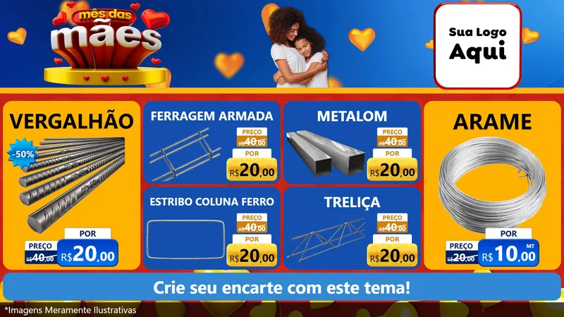 Modelo de TV para TV Horizontal com o tema Mês das Mães para Ferragens