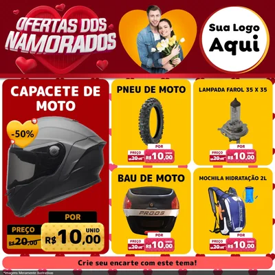 Modelo de Rede Social para Feed Facebook com o tema Ofertas Dos Namorados para Moto peças