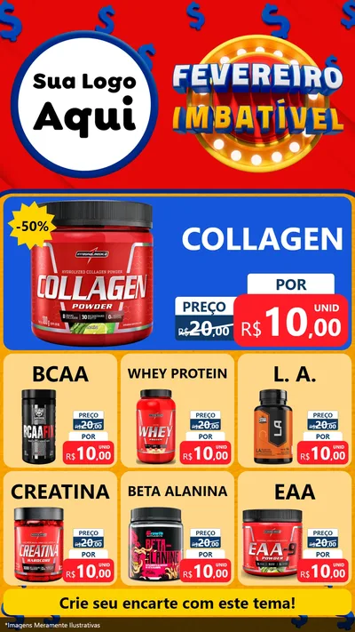 Modelo de Rede Social para Stories com o tema Fevereiro Imbatível para Suplementos alimentares