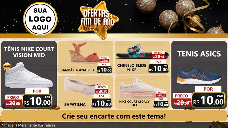 Modelo de TV para TV Horizontal com o tema Ofertas de Fim de Ano para Calçados