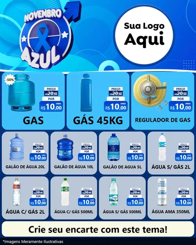Modelo de Rede Social para Feed Instagram com o tema Novembro Azul para Água e gás