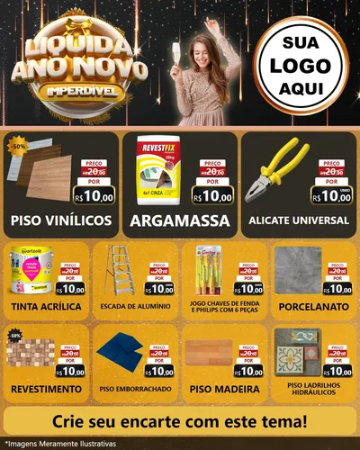 Modelo de Rede Social para Feed Instagram com o tema Liquida Ano Novo Imperdível para Material para Construção