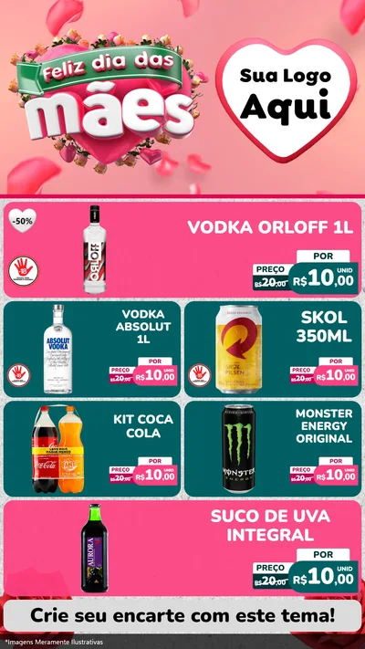Modelo de TV para TV Vertical com o tema Feliz Dia das Mães para Distribuidora de bebidas