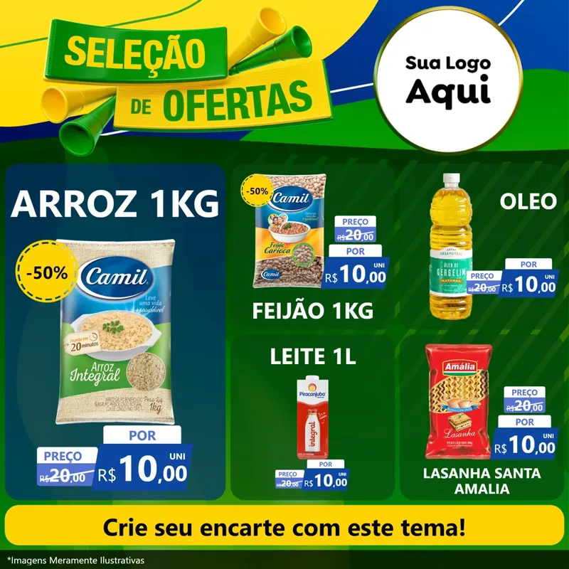 Modelo de Rede Social para Feed Facebook com o tema Seleção de Ofertas - Copa para Supermercado