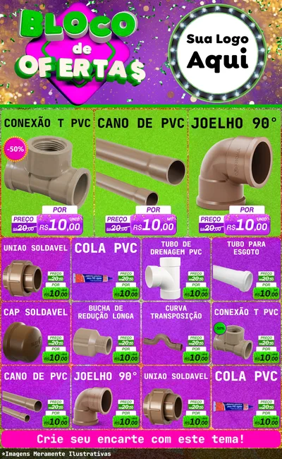 Modelo de Encarte para Encarte Grande com o tema Bloco de Ofertas para Tubos e conexões