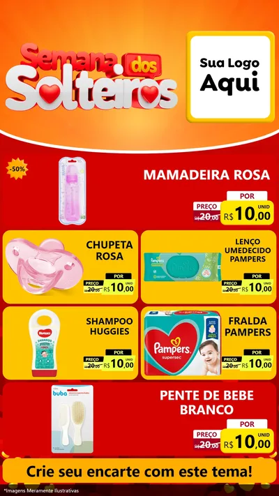 Modelo de TV para TV Vertical com o tema Semana dos Solteiros para Bebês