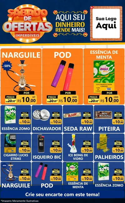 Modelo de Encarte para Encarte Grande com o tema Sábado de Ofertas Imperdíveis para Tabacaria
