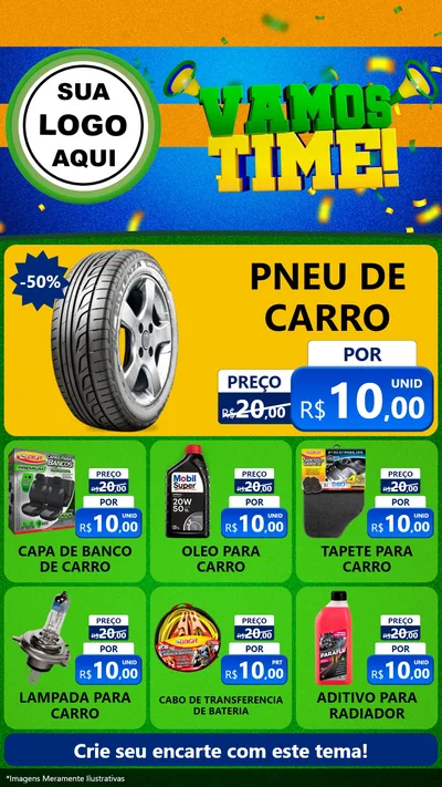 Modelo de Rede Social para Stories com o tema Vamos Time! para Auto peças