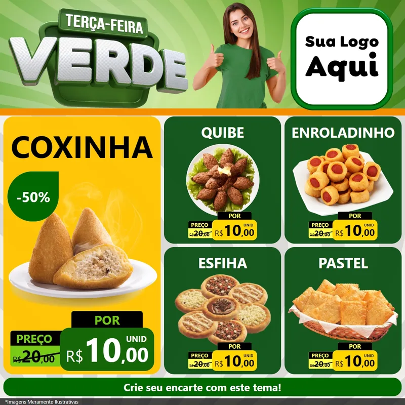 Modelo de Rede Social para Feed Facebook com o tema Terça - Feira Verde para Salgadaria
