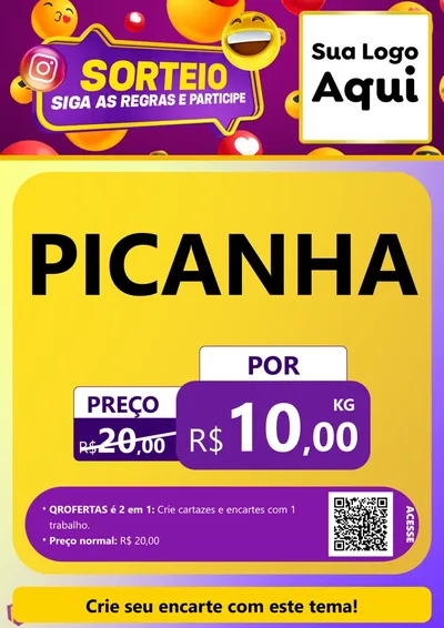 Modelo de Cartaz para Cartaz A4 Vertical com o tema Sorteio para Açougue