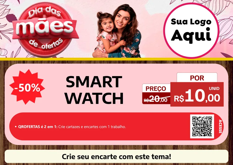 Modelo de Cartaz para Cartaz A4 Horizontal com o tema Dia Das Mães De Ofertas para Informática