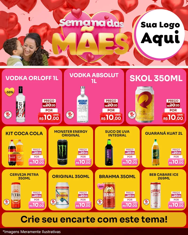 Modelo de Rede Social para Feed Instagram com o tema Semana Das Mães para Distribuidora de bebidas