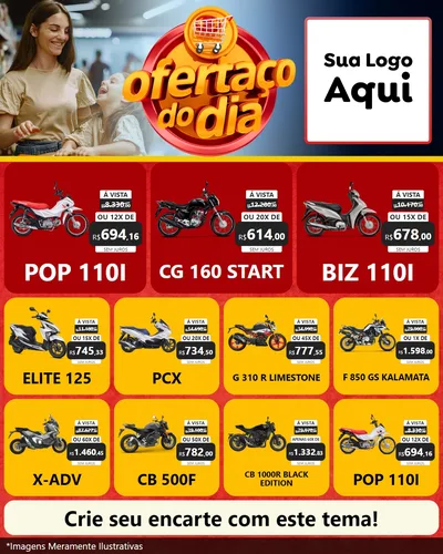 Modelo de Rede Social para Feed Instagram com o tema Ofertaço Do Dia para Concessionaria de Motos