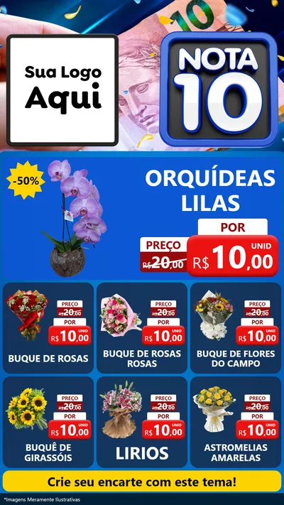 Modelo de Rede Social para Stories com o tema Nota 10 para Floricultura e jardim
