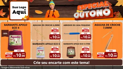 Modelo de TV para TV Horizontal com o tema Especial Outono para Armarinho e Aviamentos