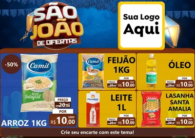 Modelo de Encarte para Encarte A4 Horizontal com o tema São João Ofertas Imbatíveis! - Junina para Supermercado