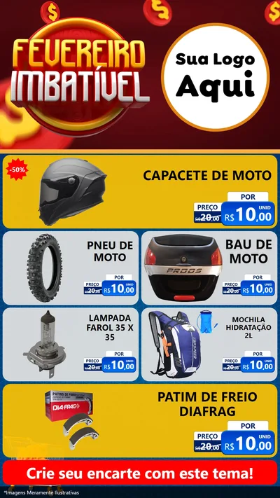 Modelo de TV para TV Vertical com o tema Fevereiro Imbatível para Moto peças