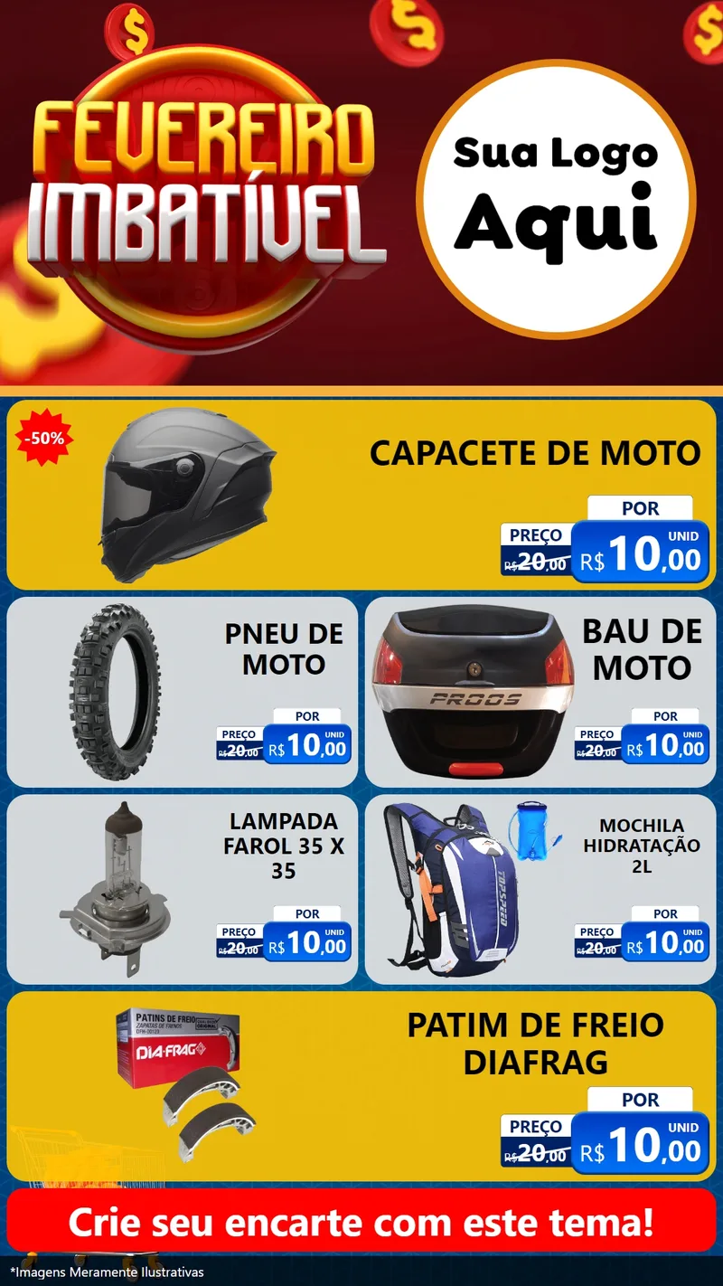 Modelo de TV para TV Vertical com o tema Fevereiro Imbatível para Moto peças