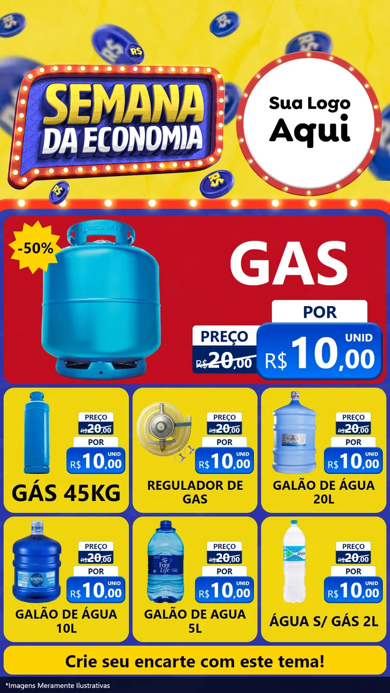 Modelo de Rede Social para Stories com o tema Semana da Economia para Água e gás