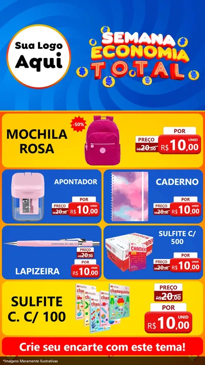 Modelo de TV para TV Vertical com o tema Semana Economia Total para Papelaria