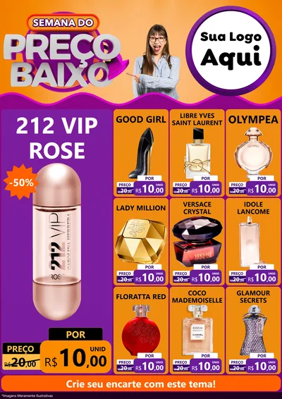 Modelo de Encarte para Encarte A4 Vertical com o tema Semana do Preço Baixo para Perfumes