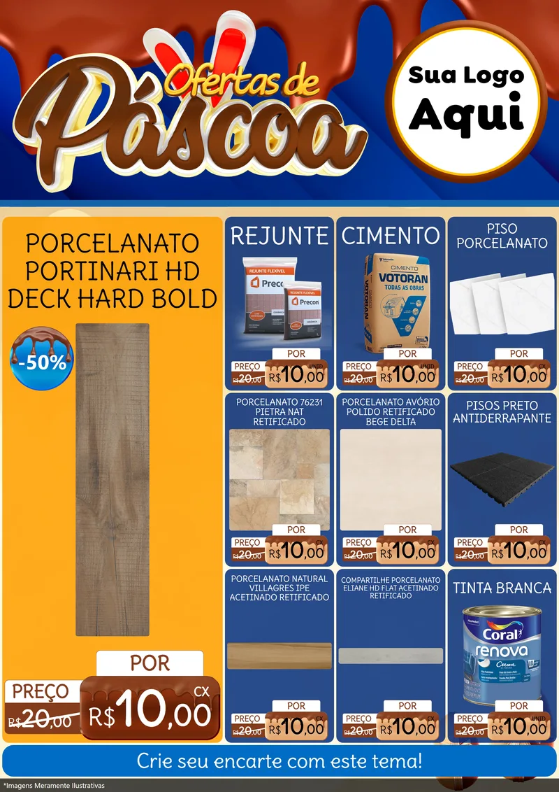 Modelo de Encarte para Encarte A4 Vertical com o tema Ofertas de Páscoa para Pisos e revestimentos