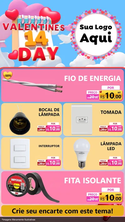 Modelo de TV para TV Vertical com o tema Valentine's Day para Materiais Elétricos