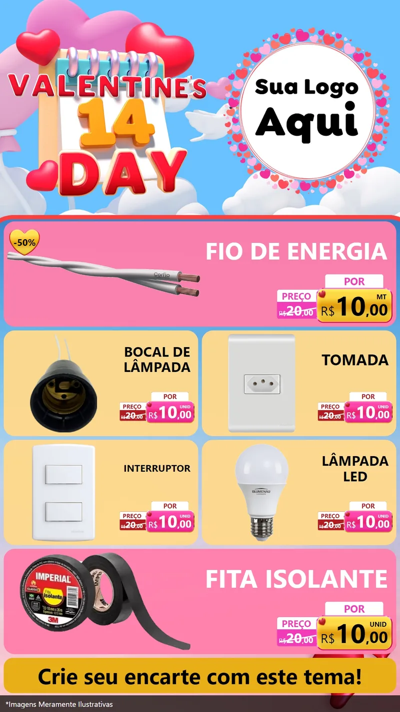 Modelo de TV para TV Vertical com o tema Valentine's Day para Materiais Elétricos