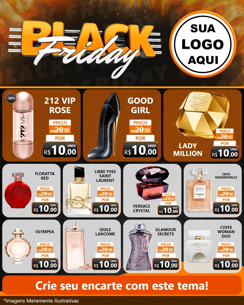 Modelo de Rede Social para Feed Instagram com o tema Black Friday para Perfumes