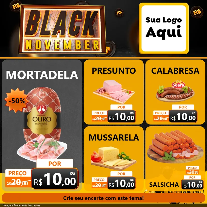 Modelo de Rede Social para Feed Facebook com o tema Black November para Frios e Laticínios
