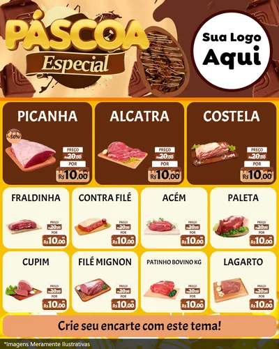 Modelo de Rede Social para Feed Instagram com o tema Páscoa Especial para Açougue