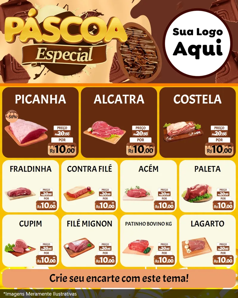 Modelo de Rede Social para Feed Instagram com o tema Páscoa Especial para Açougue