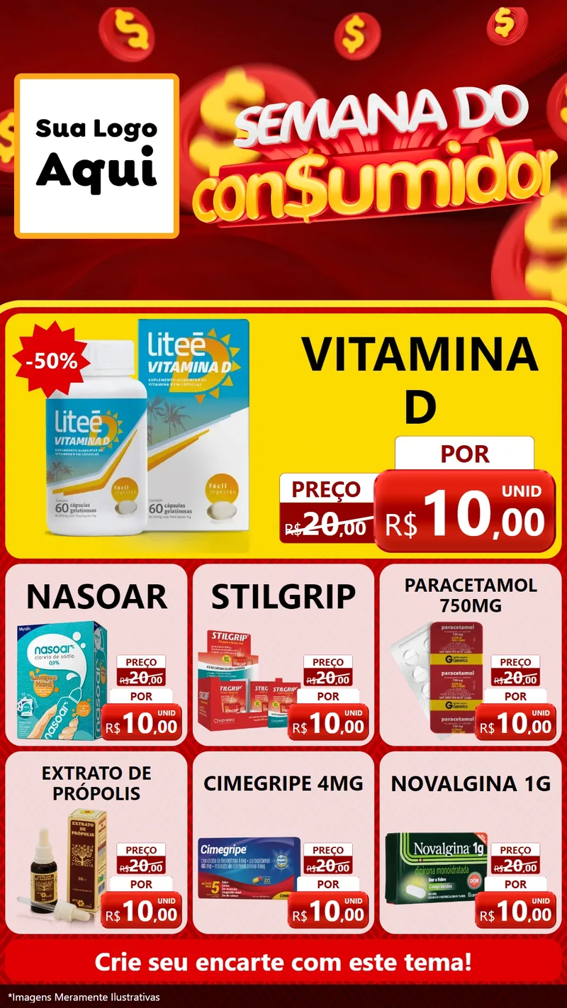 Modelo de Rede Social para Stories com o tema Semana do Consumidor para Farmácia