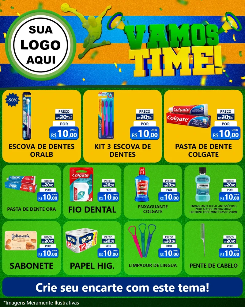 Modelo de Rede Social para Feed Instagram com o tema Vamos Time! para Higiene Pessoal