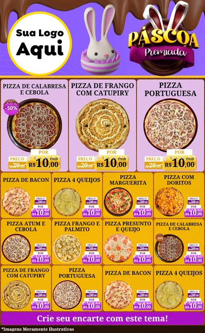 Modelo de Encarte para Encarte Grande com o tema Páscoa Premiada para Pizzaria