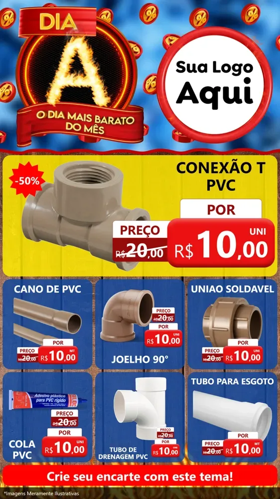 Modelo de Rede Social para Stories com o tema Dia A - O Dia Mais Barato Do Mês para Tubos e conexões